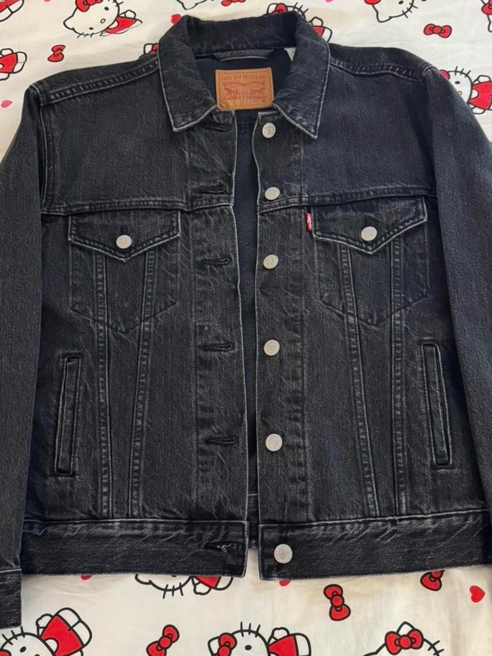 Levi's Black Denim Trucker Jacket with Zipper Sleeves